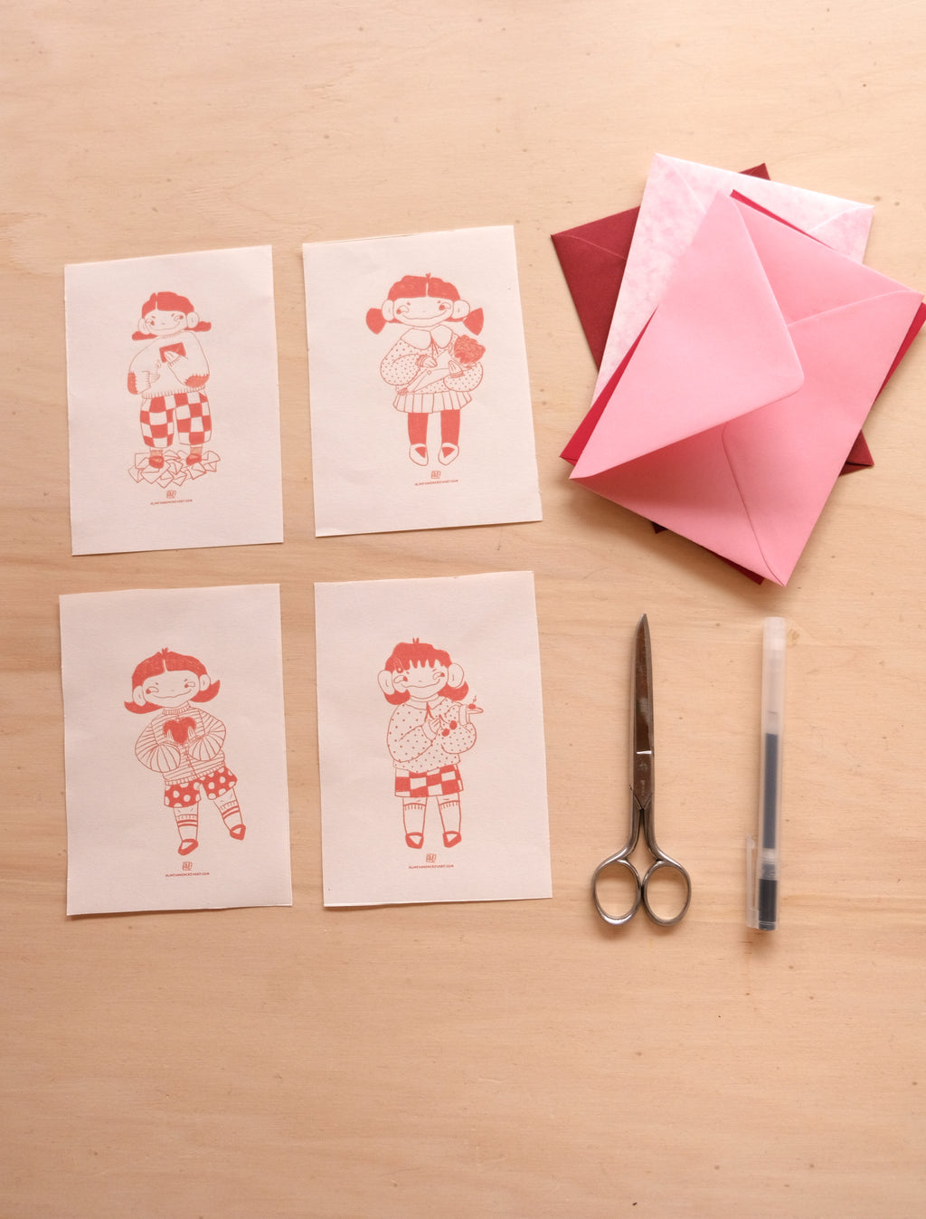 Gudrun Valentines day card set of 4 (digital download)