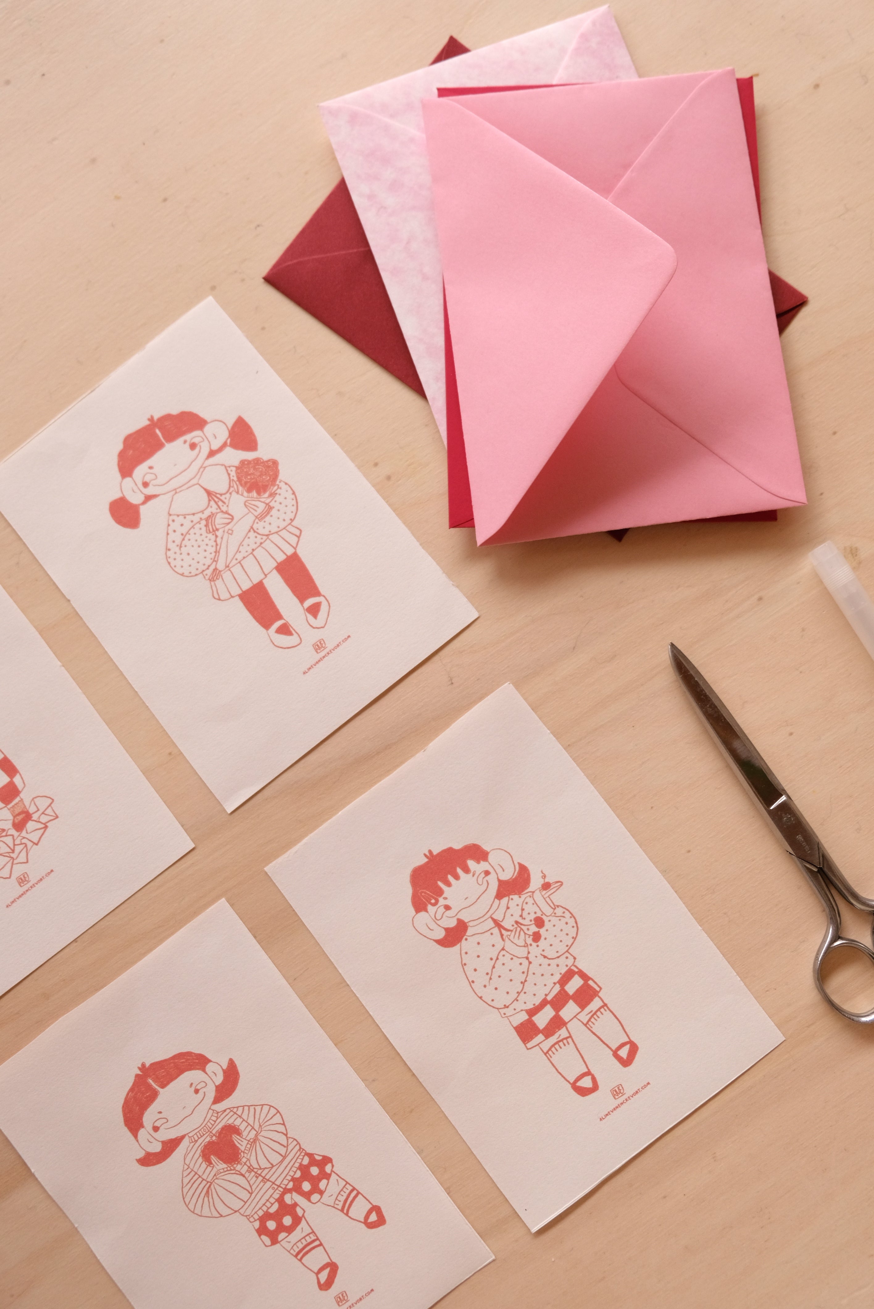 Gudrun Valentines day card set of 4 (digital download)